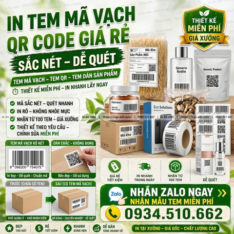 In Tem Mã Vạch QR Code Giá Rẻ Sắc Nét Dễ Quét Lấy Ngay