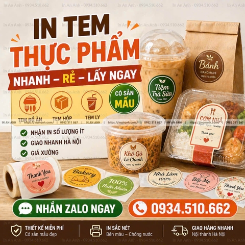 In Tem Thực Phẩm Giá Rẻ Thiết Kế Nhãn Đồ Ăn Vặt Đẹp