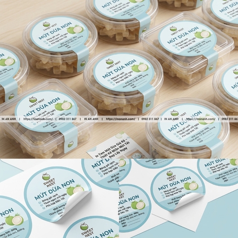 In Tem Decal Dán Hộp Mứt Tết, Kẹo Dừa, Ô Mai