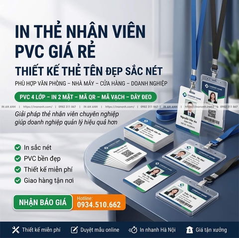 In Thẻ Nhân Viên PVC Giá Rẻ Thiết Kế Thẻ Tên Đẹp Sắc Nét