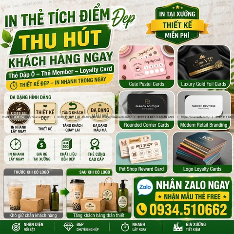 In Thẻ Tích Điểm Giá Rẻ Thiết Kế Mẫu Thẻ Đẹp Thu Hút Khách