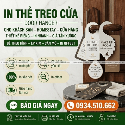 In Thẻ Treo Cửa (Door Hanger) - Cho Khách Sạn, Homestay, Cửa Hàng