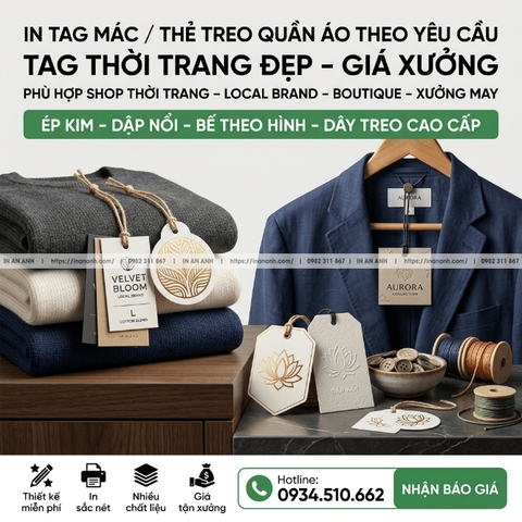 In Tag Mác, Thẻ Treo Quần Áo Theo Yêu Cầu - Tag Thời Trang Đẹp, Giá Xưởng