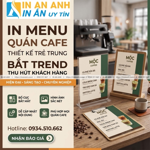 In Menu Quán Cafe - Thiết Kế Thực Đơn Trẻ Trung, Bắt Trend, Hút Khách
