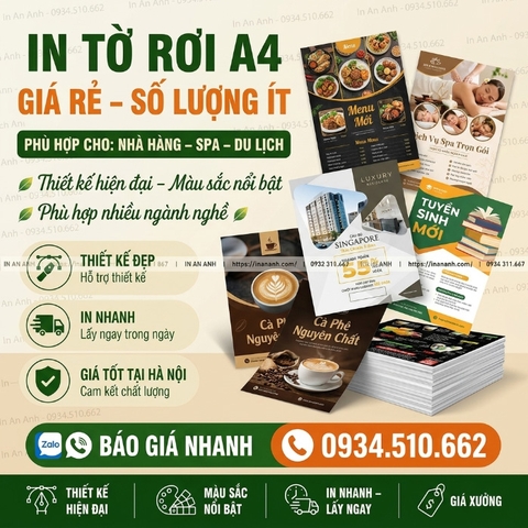 In Tờ Rơi A4 Giá Rẻ Hà Nội In Nhanh Số Lượng Ít Lấy Ngay