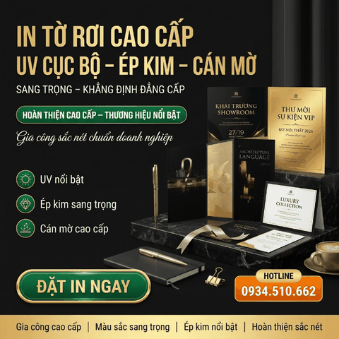In Tờ Rơi Cao Cấp - UV Cục Bộ, Ép Kim, Cán Mờ Sang Trọng