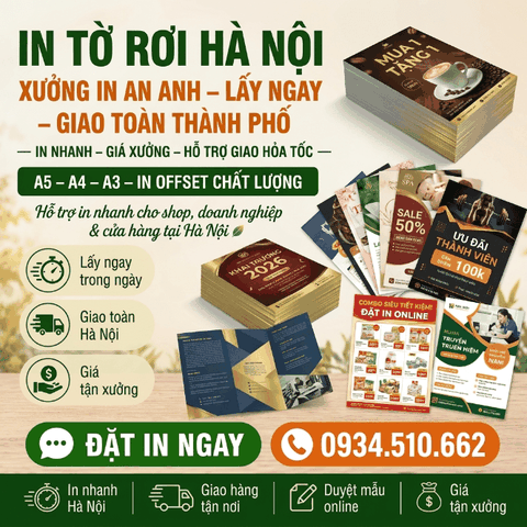 In Tờ Rơi Hà Nội - Xưởng In An Anh, Lấy Ngay, Giao Toàn Thành Phố