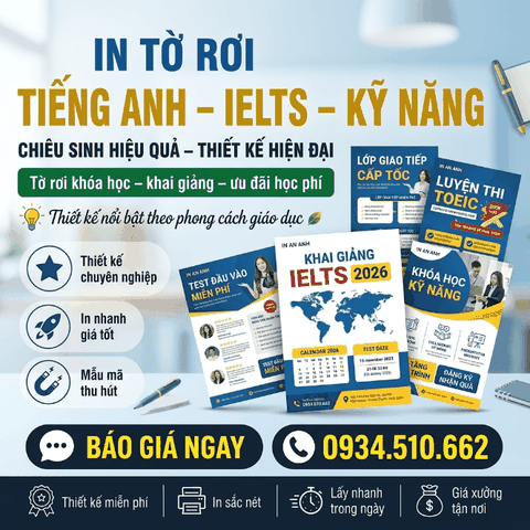 In Tờ Rơi Trung Tâm Tiếng Anh, IELTS, Kỹ Năng - Chiêu Sinh Hiệu Quả