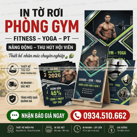 In Tờ Rơi Phòng Gym, Fitness, Yoga - Năng Động, Thu Hút Hội Viên