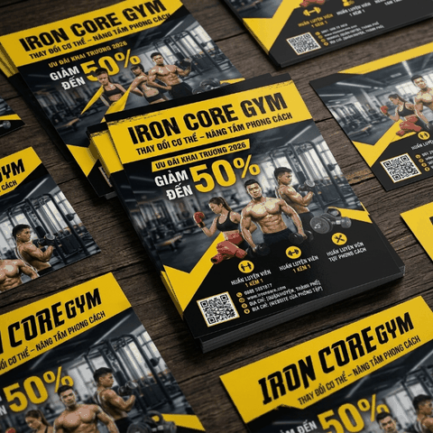 In Tờ Rơi Phòng Gym, Fitness, Yoga - Năng Động, Thu Hút Hội Viên