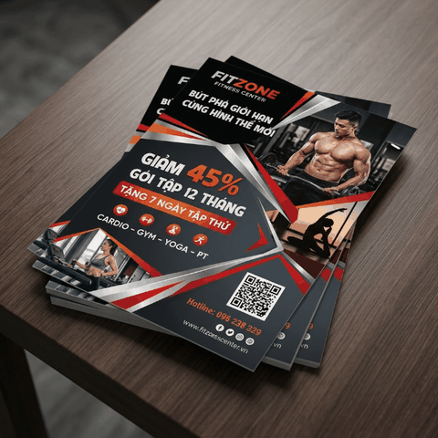 In Tờ Rơi Phòng Gym, Fitness, Yoga - Năng Động, Thu Hút Hội Viên