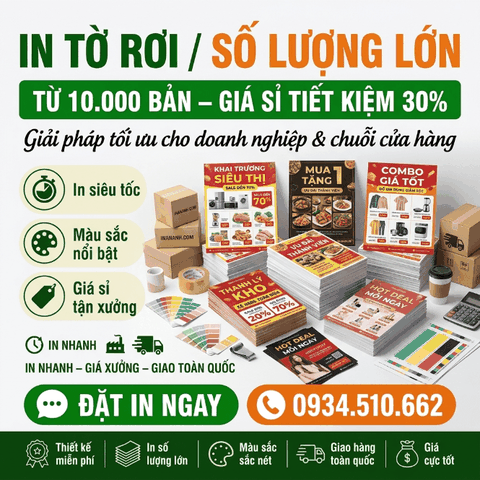 In Tờ Rơi Số Lượng Lớn - Từ 10.000 Bản, Giá Sỉ Tiết Kiệm 30%