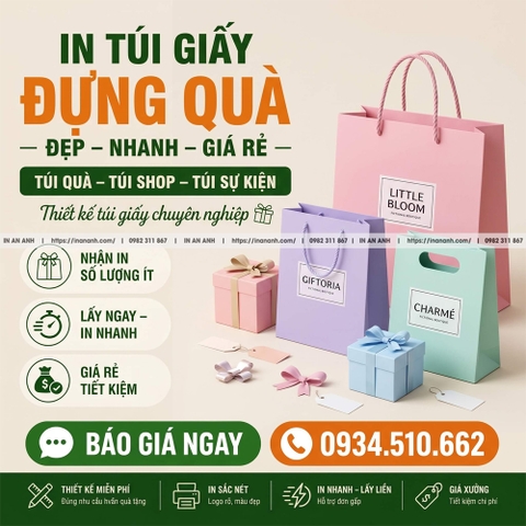 Túi Giấy Đựng Quà, Quà Tặng - Sang Trọng, In Logo, Đủ Size