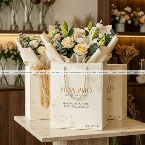 Túi Giấy Đựng Rượu, Hoa - Cao Cấp, Form Chuẩn, Sang Trọng