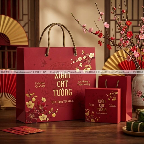 Túi Giấy Quà Tết Cao Cấp- In Logo Doanh Nghiệp, Đặt Sớm Giá Tốt