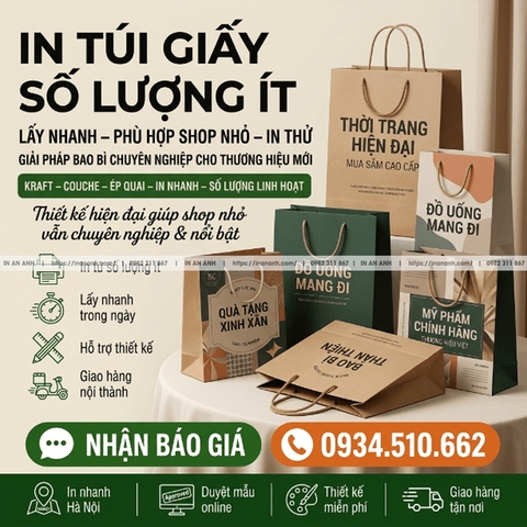 In Túi Giấy Số Lượng Ít, Lấy Nhanh - Phù Hợp Shop Nhỏ, In Thử