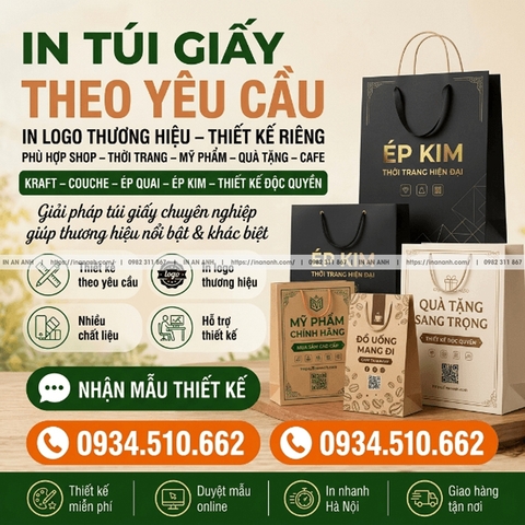 In Túi Giấy Theo Yêu Cầu - In Logo Thương Hiệu, Thiết Kế Riêng