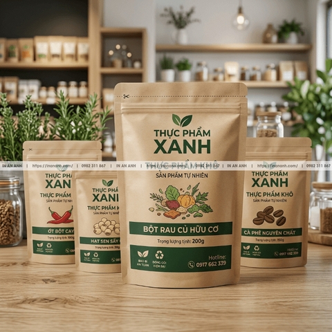 In Túi Zip Giấy - Kraft Có Khóa Zip, Đựng Cà Phê, Thực Phẩm Khô