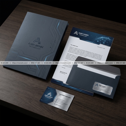 In Văn Phòng Phẩm Doanh Nghiệp Trọn Bộ - Giấy Tiêu Đề, Phong Bì, Card, Kẹp File