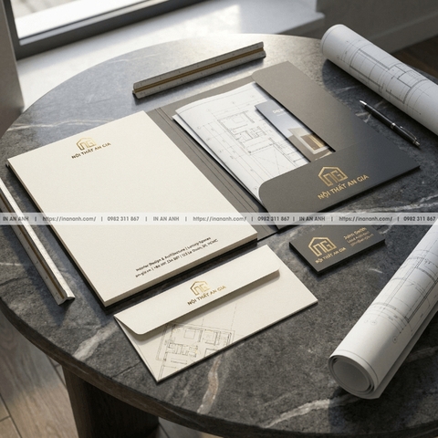 In Văn Phòng Phẩm Doanh Nghiệp Trọn Bộ - Giấy Tiêu Đề, Phong Bì, Card, Kẹp File