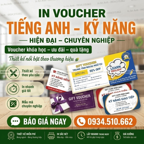 In Voucher Trung Tâm Tiếng Anh – Kỹ Năng