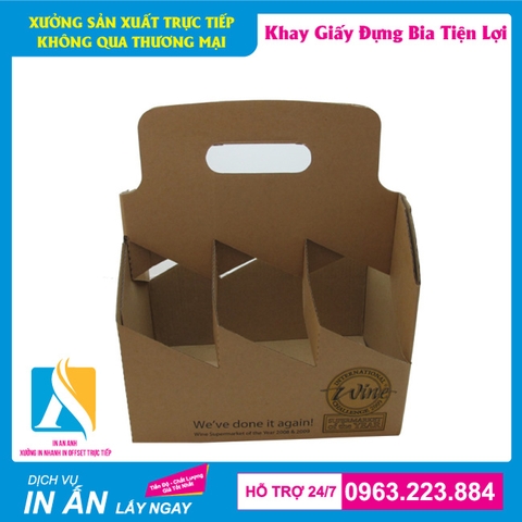 Hộp giấy đựng bia được thiết kế đẹp xách 6 chai, 4 chai, 2 chai