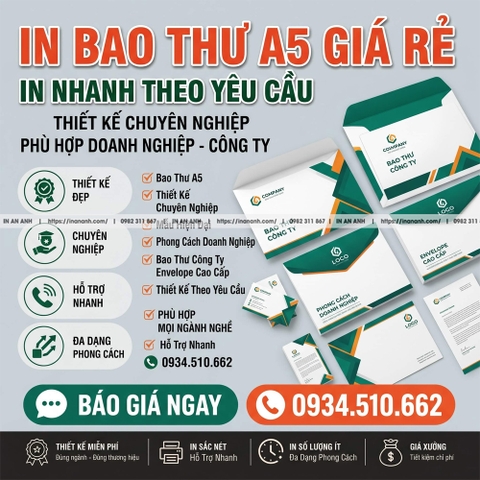 In Bao Thư A5 Giá Rẻ – In Nhanh Theo Yêu Cầu