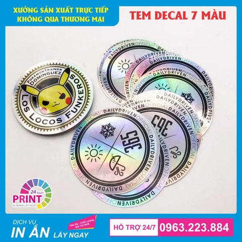 Tem nhãn in trên chất liệu decal 7 màu