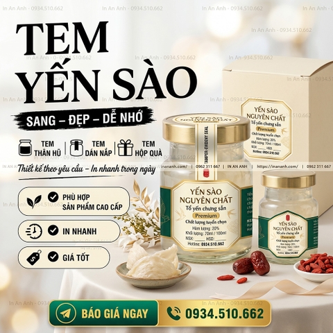 In Tem Dán Hũ Yến Sào Chống Nước, Để Tủ Lạnh