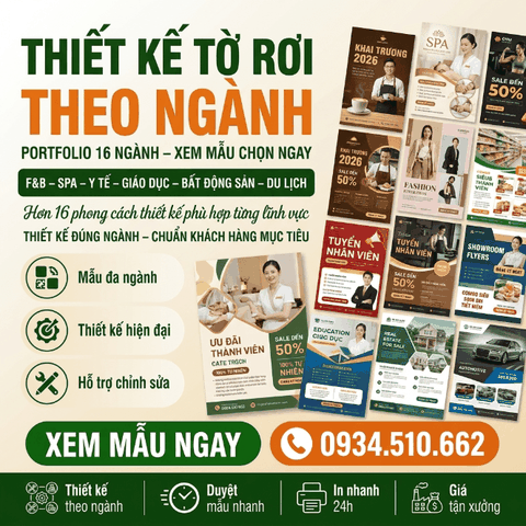 Thiết Kế Tờ Rơi Theo Ngành - Portfolio 16 Ngành, Xem Mẫu Chọn Ngay