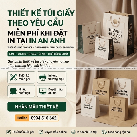 Thiết Kế Túi Giấy Theo Yêu Cầu - Miễn Phí Khi Đặt In Tại In An Anh