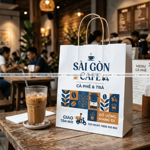 Túi Giấy Đựng Cà Phê, Đồ Uống Mang Đi - In Logo Quán, Chống Thấm