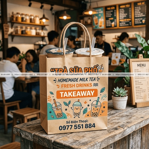 Túi Giấy Đựng Cà Phê, Đồ Uống Mang Đi - In Logo Quán, Chống Thấm