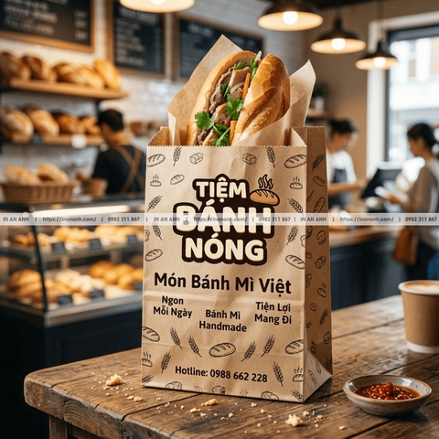 Túi Giấy Đựng Bánh Mì, Đồ Ăn - An Toàn Thực Phẩm, Giá Rẻ Số Lượng Lớn