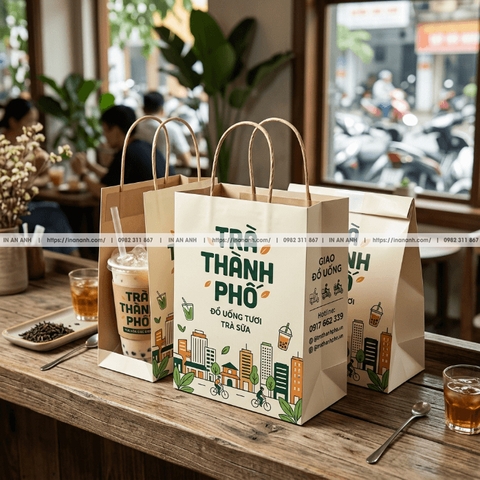 Túi Giấy Đựng Cà Phê, Đồ Uống Mang Đi - In Logo Quán, Chống Thấm