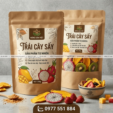In Túi Zip Giấy - Kraft Có Khóa Zip, Đựng Cà Phê, Thực Phẩm Khô