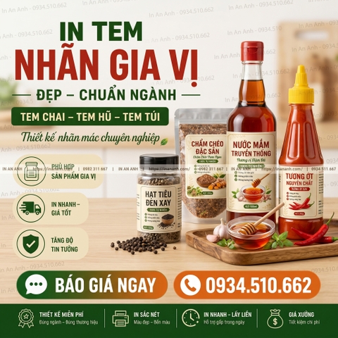 In Tem Chai Nước Mắm, Tương Ớt, Gia Vị