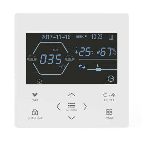Điều khiển Nút cảm ứng - 3 tốc độ + Ngày/tháng+ Nhiệt độ + độ ẩm + CO2 + PM2.5