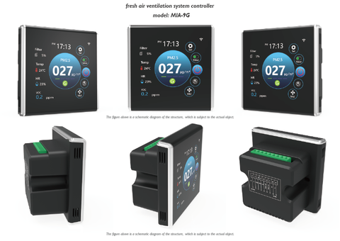 Điều khiển thông minh MIA-9G (AC) - LCD màu - 3 tốc độ + Nhiệt độ + độ ẩm + CO2 + PM2.5 + VOC +WIFI