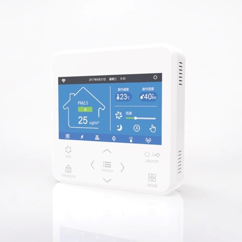 Điều khiển Nút cảm ứng - 3 tốc độ + Ngày/tháng+ Nhiệt độ + độ ẩm + CO2 + PM2.5 + VOC