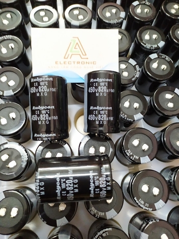 Tụ Rubycon 450v 820uf (new) có 3 KT: 35x60mm