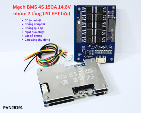 Mạch BMS 4S 150A 14.6V, liên tục 60A, nhôm 2 tầng, 20 FET lớn 1.5% G2-D9