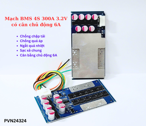 Mạch BMS 4S 300A 3.2v có sẵn cân bằng chủ động 6A, xả cao lưu trữ và khởi động kèm tản nhiệt 1.5% G2-A4-A5-A6-B4-B5-B6