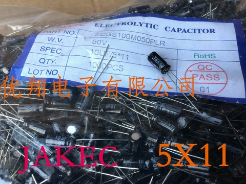 Tụ nhôm JAKEC 10uf 25V 5x11 (gói 1000pcs)