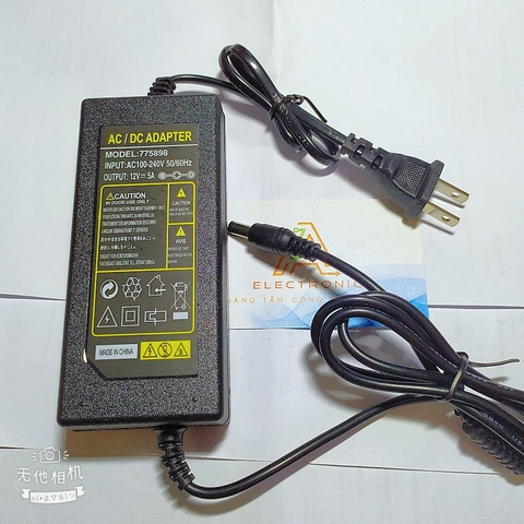 Nguồn Adapter 12V 5A dây dài 1m loại 1 (Tủ lớn tầng 1)