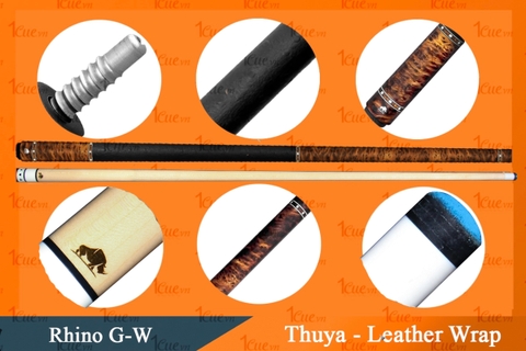 Cơ, Gậy Bi-a Rhino G-W  Thuya - Leather Wrap Ngọn Mộc l 1Cue.vn