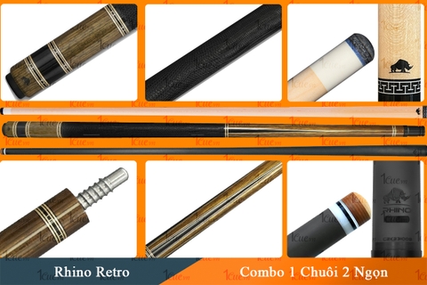 Cơ, Gậy Bi-a Rhino Retro Combo 2 Ngọn Mộc Và Carbon 1Cue.vn