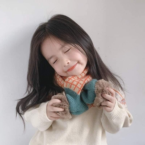Khăn len cục bông 9 mẫu style Hàn cho bé trai, bé gái