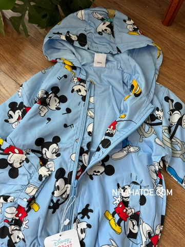 Áo khoác gió Disney 2 lớp mẫu Mickey xanh, Daisy hồng