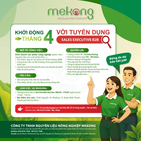 Tuyển dụng nhân viên kinh doanh B2B - mảng nguyên liệu phân bón